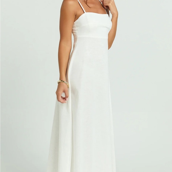 NWT Showpo White Linen Midi Dress - Picture 2 of 5